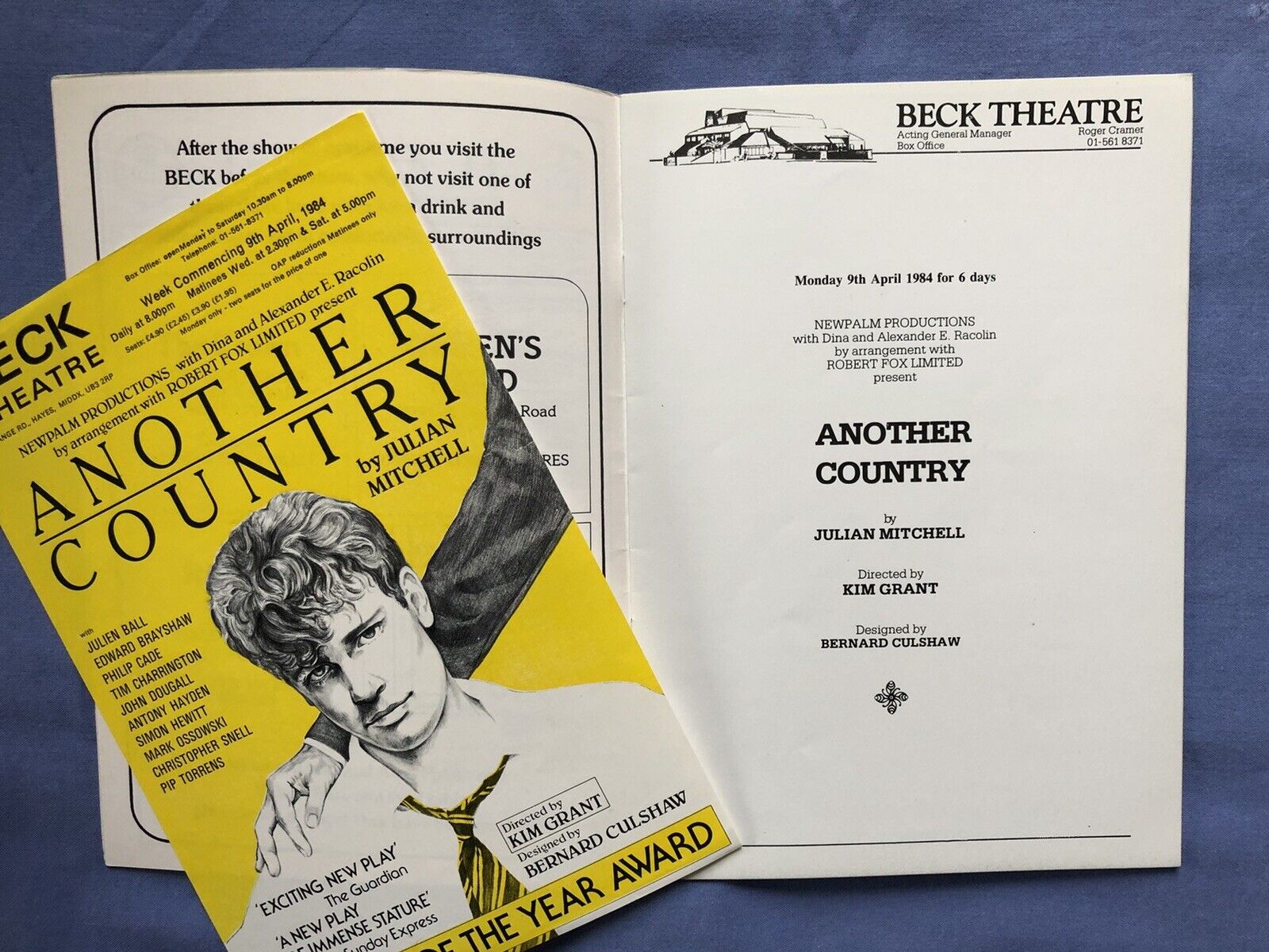 Another Country Theatre Programme 1984: Pip Torrens, Simon Hewitt, Julien Ball