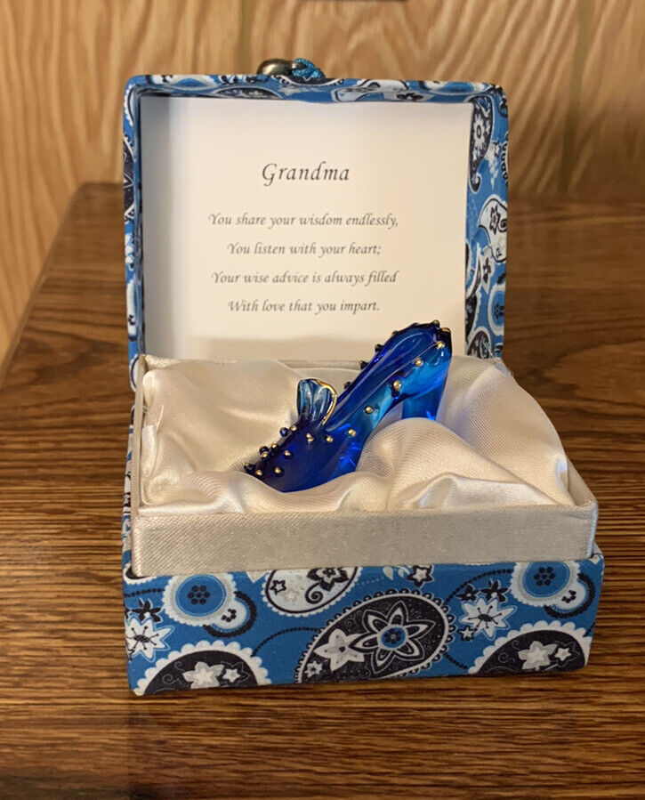 About Face Designs Messengers Ceramic BLUE SHOE in Paisley Box for Grandma 2009