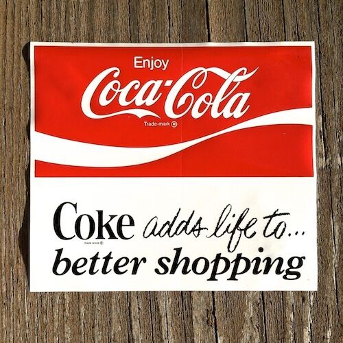 2 Vintage Original Coke COCA COLA SODA Window Decal Sticker Unused NOS 1960s