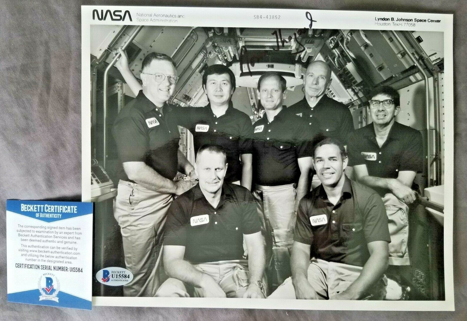 NORM THAGARD signed original NASA purple ink back STS-51B CREW PHOTO BECKET CERT