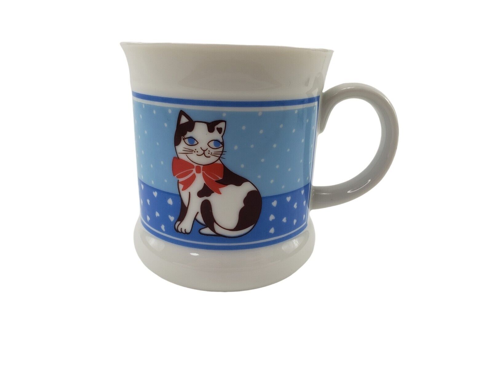 Counterpoint Cat with Red Bow Kitten Coffee Tea Mug Cup San Francisco Blue