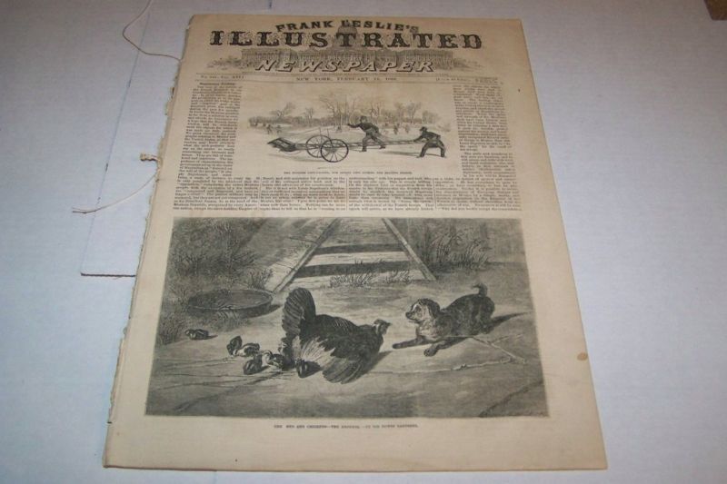 FEB 24 1866 FRANK LESLIES ILLUSTRATED - DOG CHICKEN