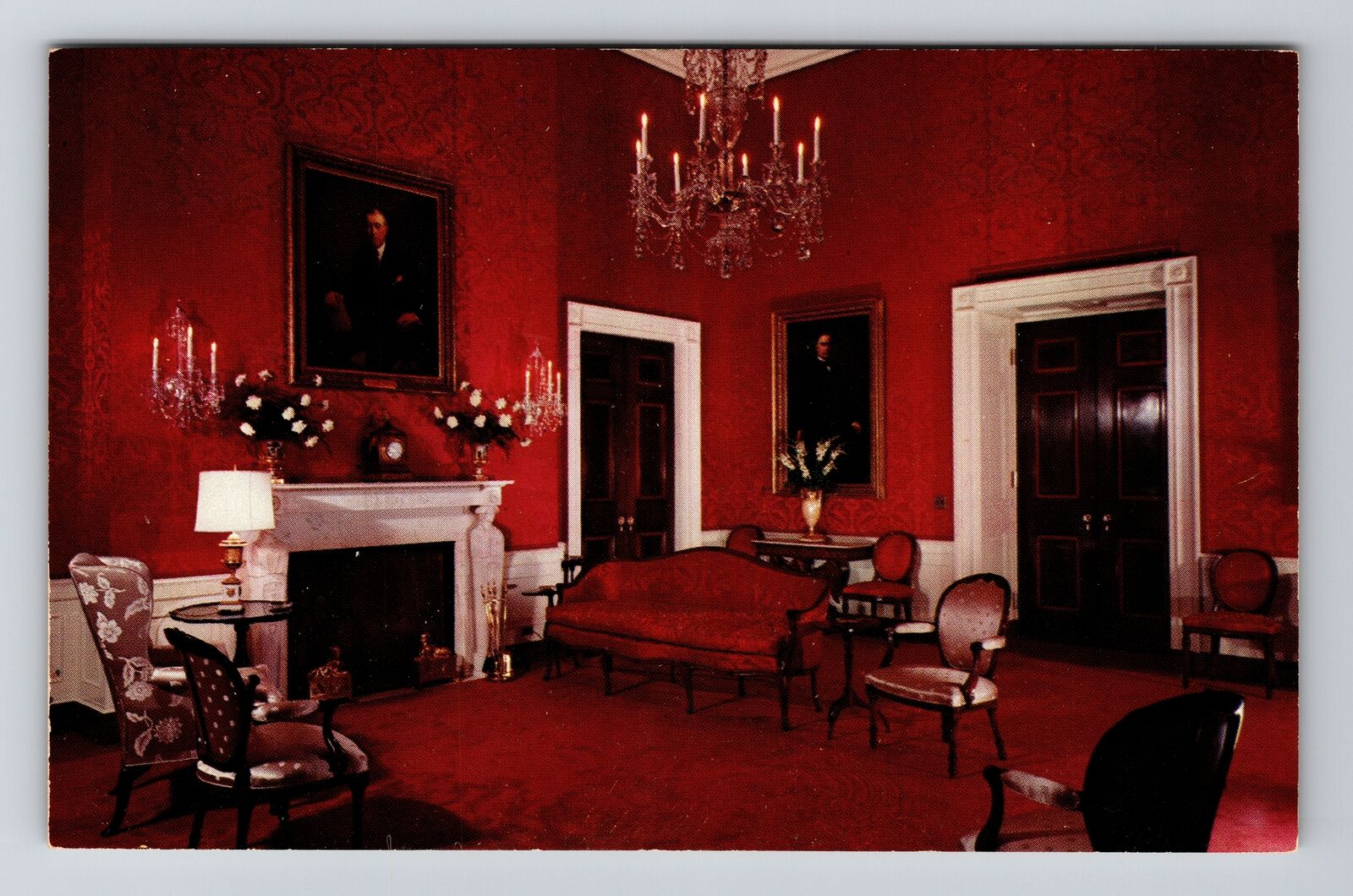 D.C-Washington D.C-The White House, Red Room, Vintage Postcard
