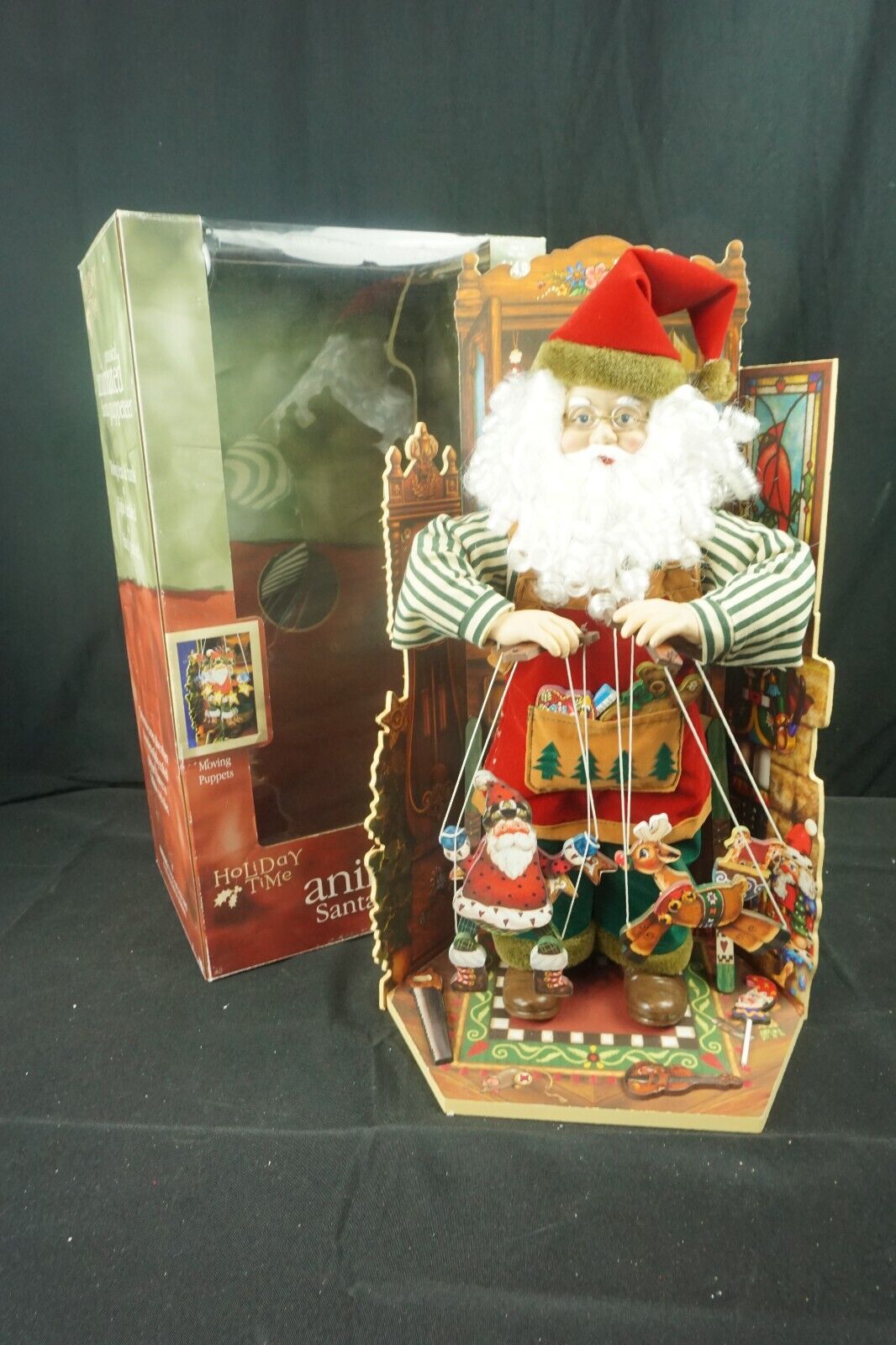 Telco Santa Puppeteer 2001 Marionette Puppet Wind Up Animated Christmas In Box