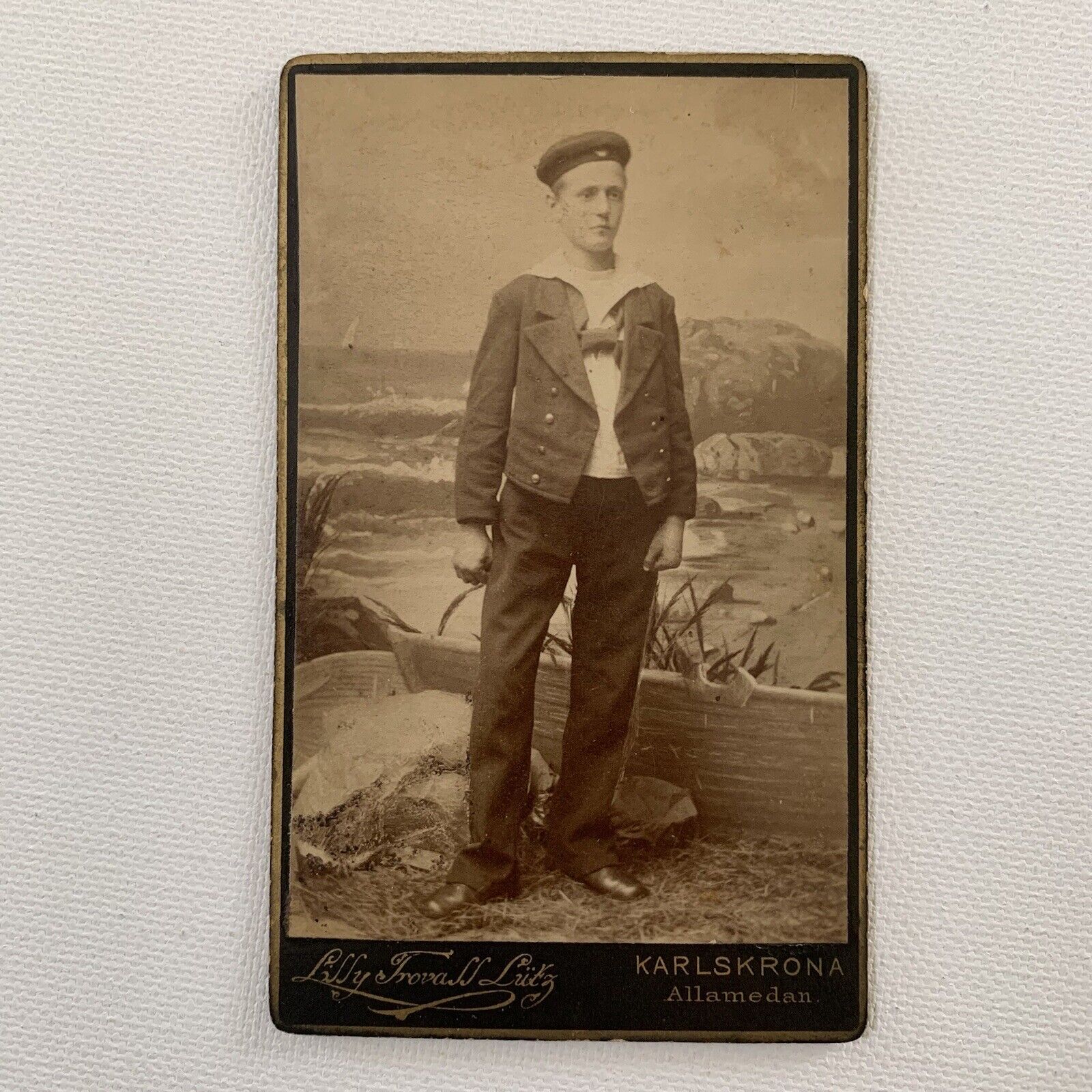 Antique CDV Photograph Handsome Young Man Sailor Boy Karlskrona Sweden