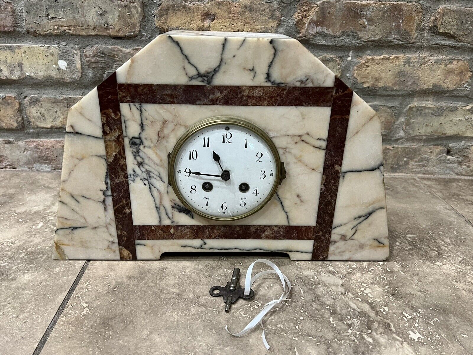 Antique Victorian circa 1867 French Japy Freres Onyx Mantel Clock 8-Day