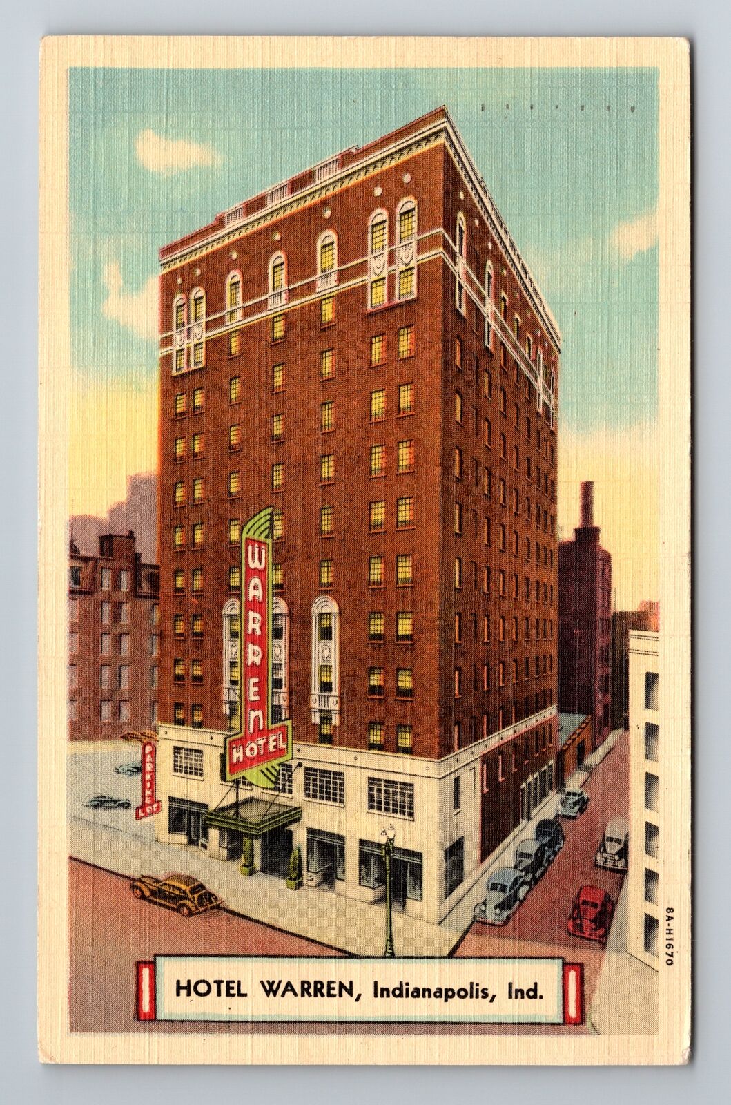 Indianapolis IN-Indiana, Hotel Warren, Advertising, Vintage c1951 Postcard
