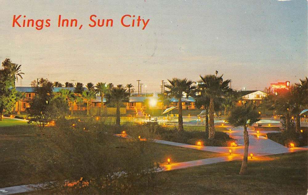 Sun City Arizona Del Webbs Kings Inn Birdseye View Vintage Postcard K63513