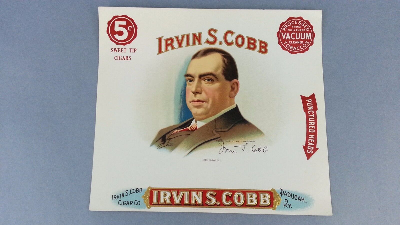 10 Original Vintage IRVIN S COBB INNER Cigar Box Crate 5 Cent Paper Label 