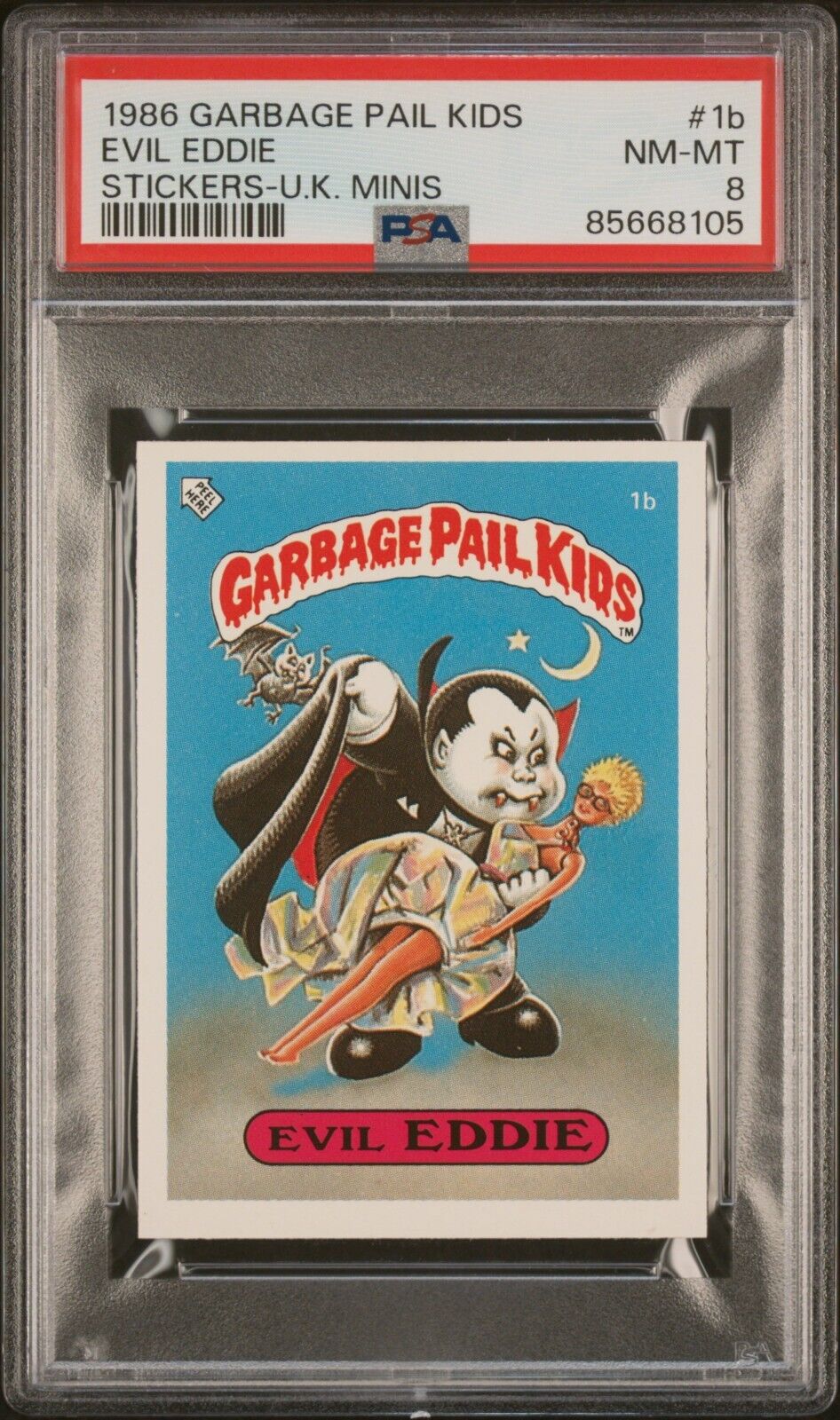 1986 Garbage Pail Kids OS1 Series 1 UK Mini Evil Eddie 1b Card PSA 8 NM-MT GPK