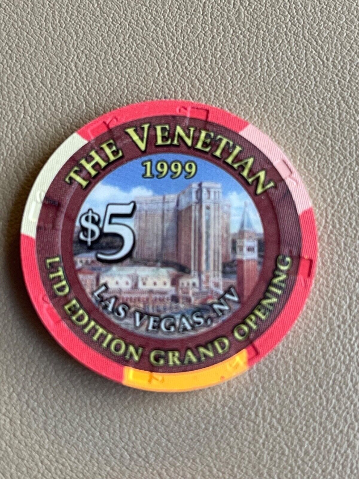 The Venetian Las Vegas 1999 Grand Opening $5 Casino Chip uncirculated