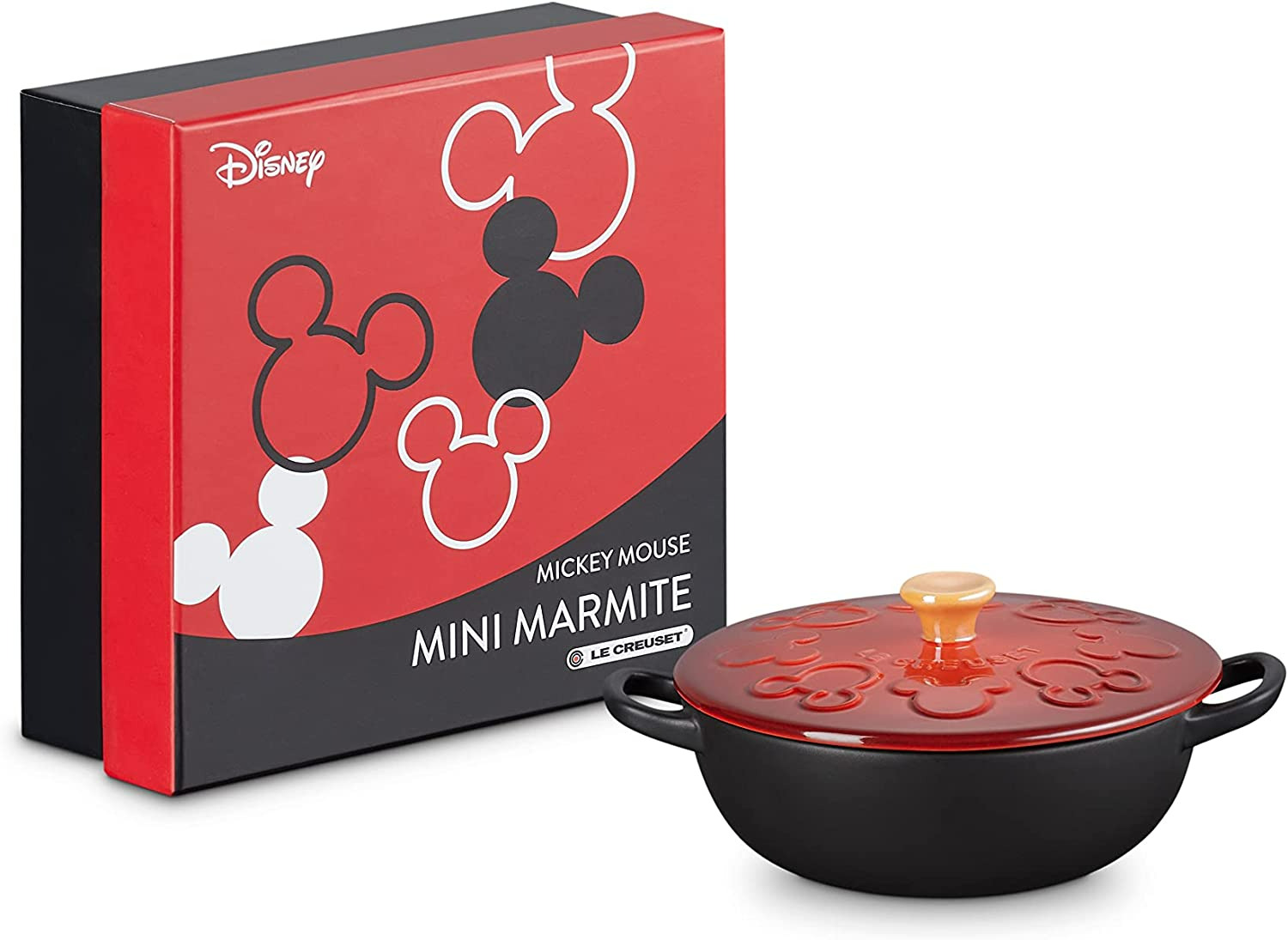 Le Creuset Disney Mickey Mouse Mini Marmite Pot 12cm Cherry Red Black Japan
