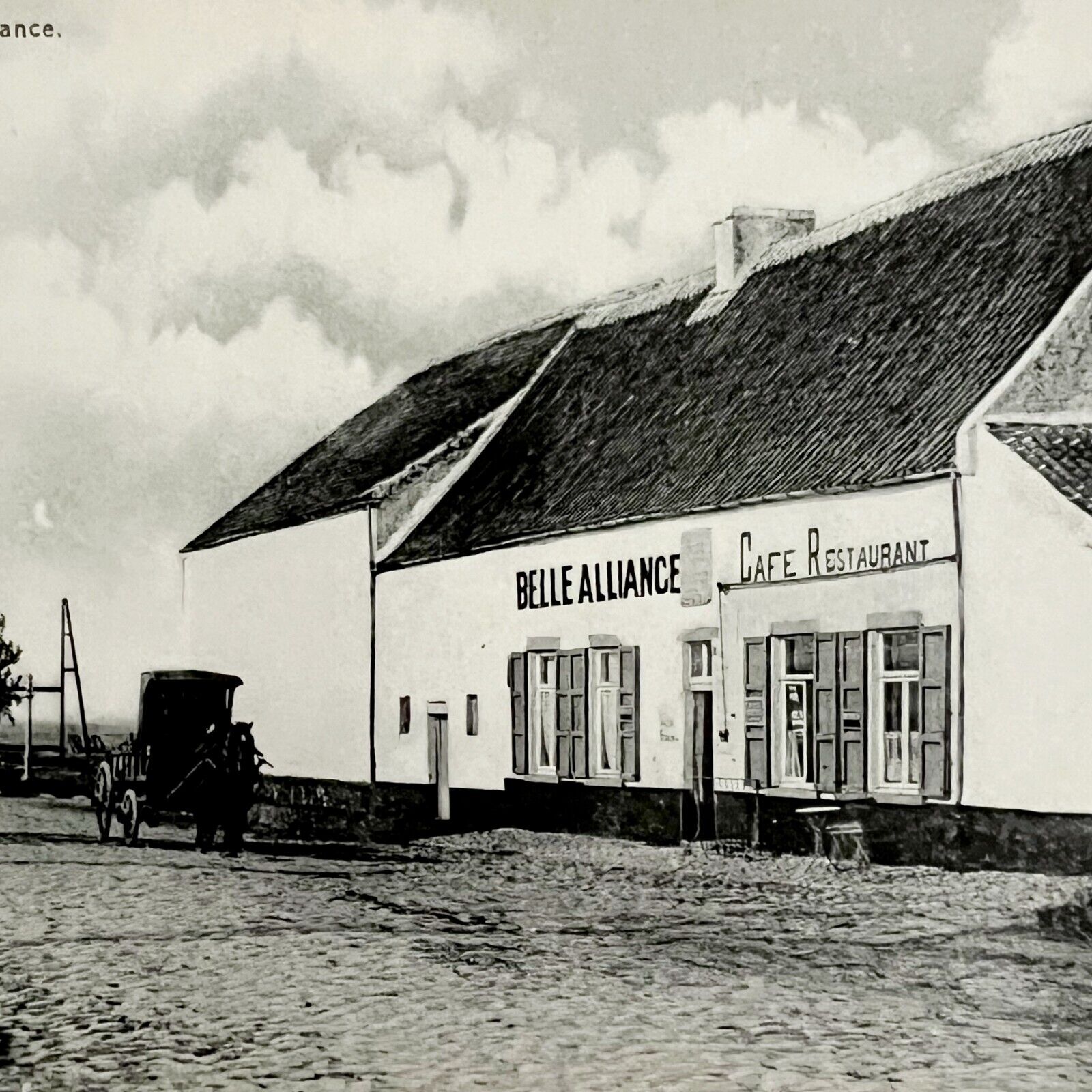 Belle Alliance Waterloo Belgium Cafe Restaurant Carriage 1910s Postcard PCBG12B