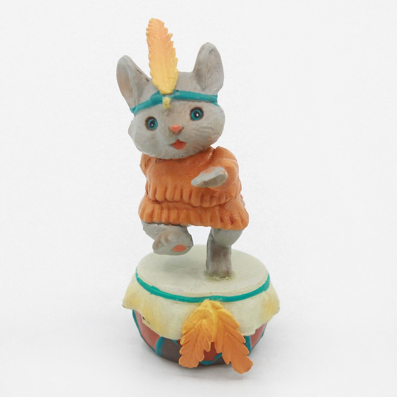 THANKSGIVING Mouse Indian Dancing on Drum Miniature Figure