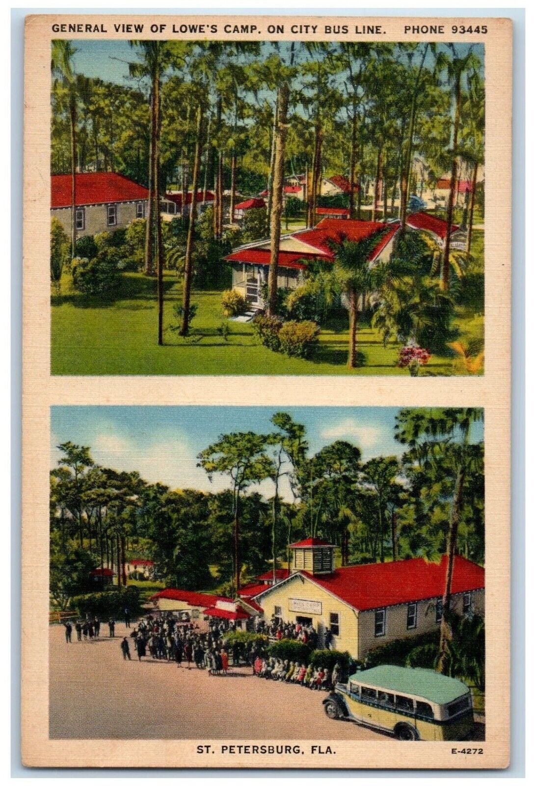 c1940\'s General View of Lowe\'s Camp Multiview St. Petersburg FL Postcard