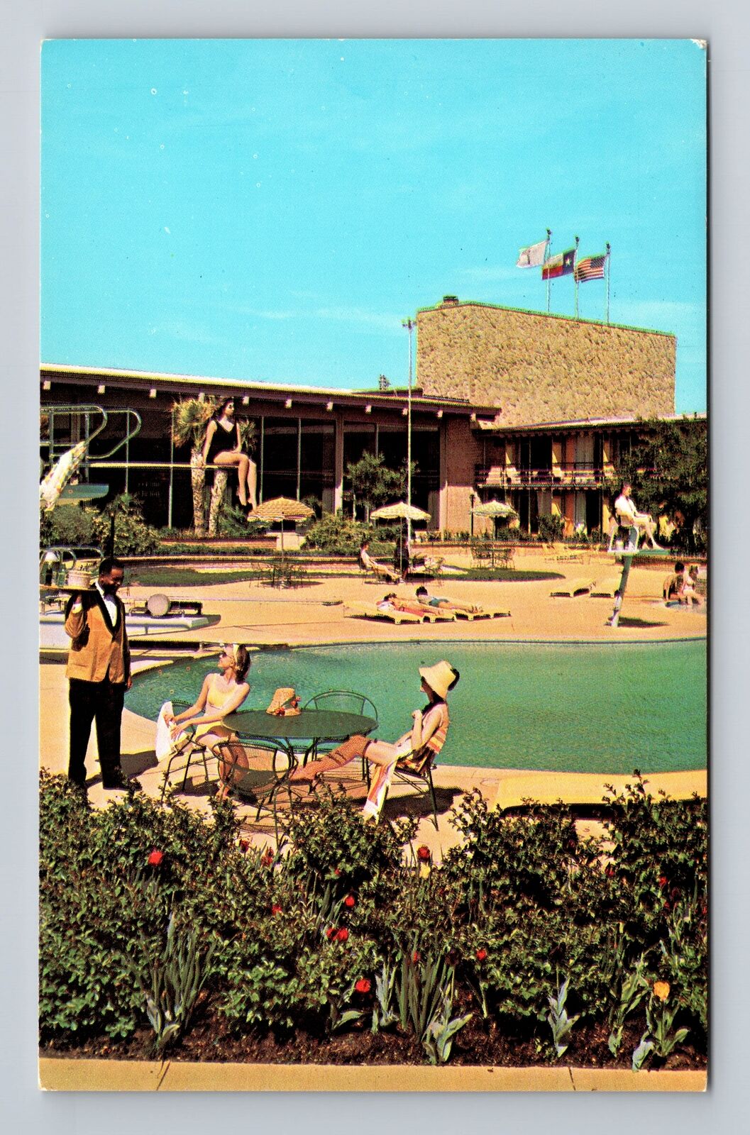 Dallas TX-Texas, Marriott Motor Hotel Poolside, Advertising, Vintage Postcard