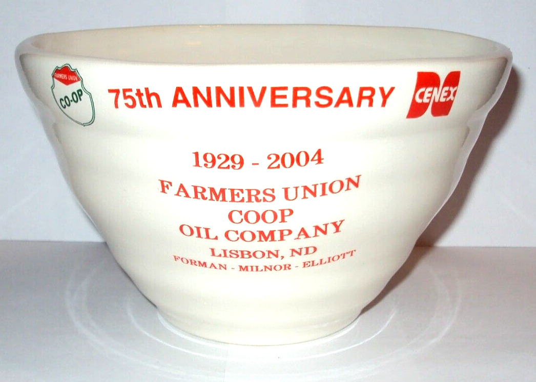 Cenex 75th Anniversary Advertising Bowl Lisbon ND Farmers Union Coop Oil Company