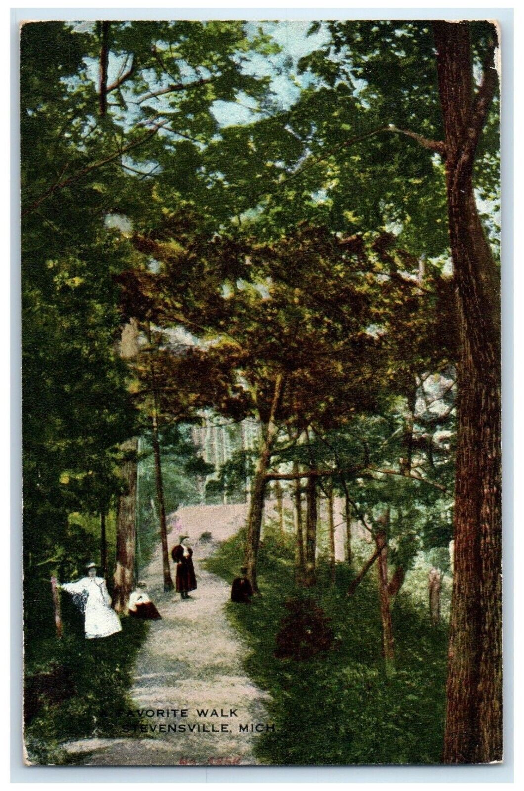 c1910\'s View Of Favorite Walk Stevensville Michigan MI Posted Antique Postcard