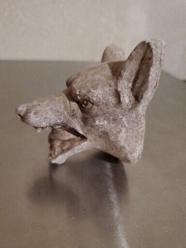 Super Neat Chalkware Type Fierce Coyote Wolf Dog Head Figurine Decor