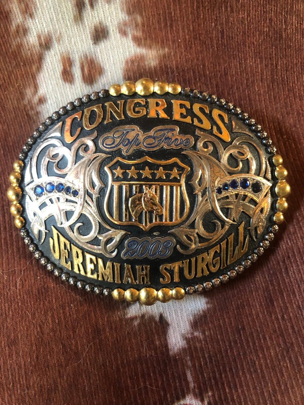 Vintage 2003 TOP FIVE AQHA Congress Trophy Buckle Gist Silver Buckle 1 of a KIND