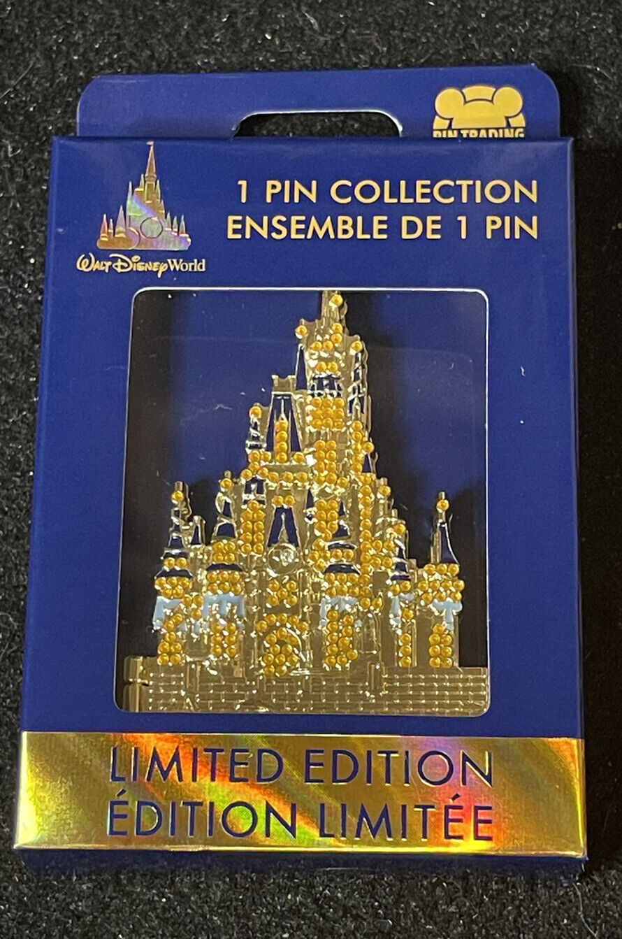 Disney 50th Anniversary Cinderella Jeweled Castle Jumbo Pin New LE 3000 Pin