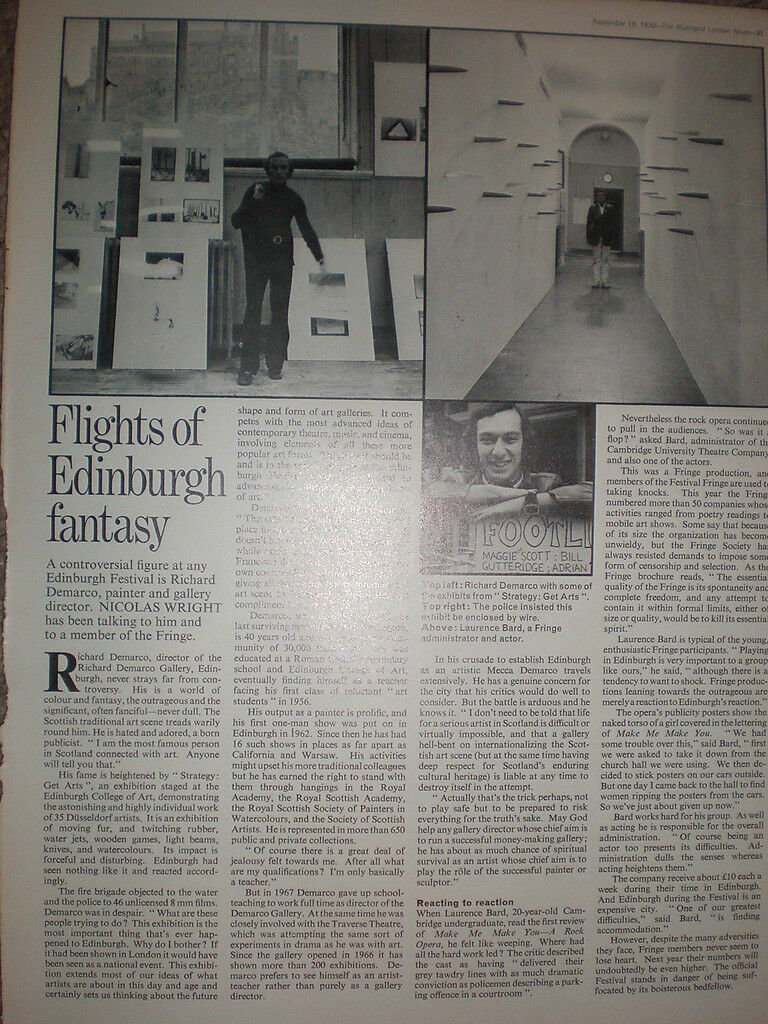 Article interview with artist Richard Demarco 1970