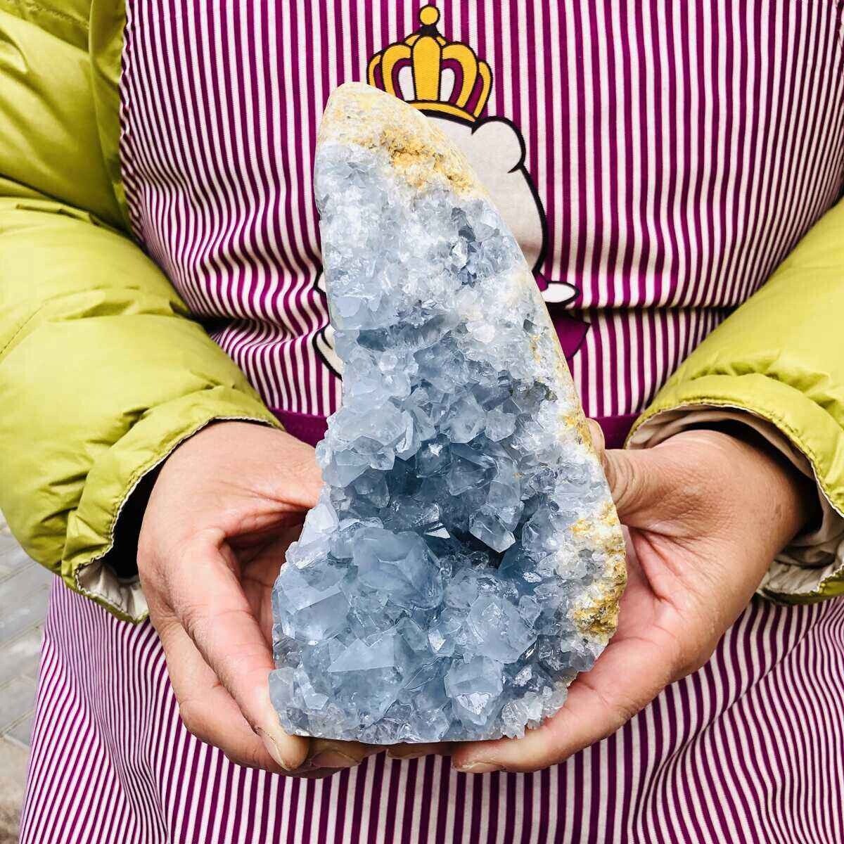 3.56LB Natural Beautiful Blue Celestite Crystal Geode Cave Mineral Specimen 209