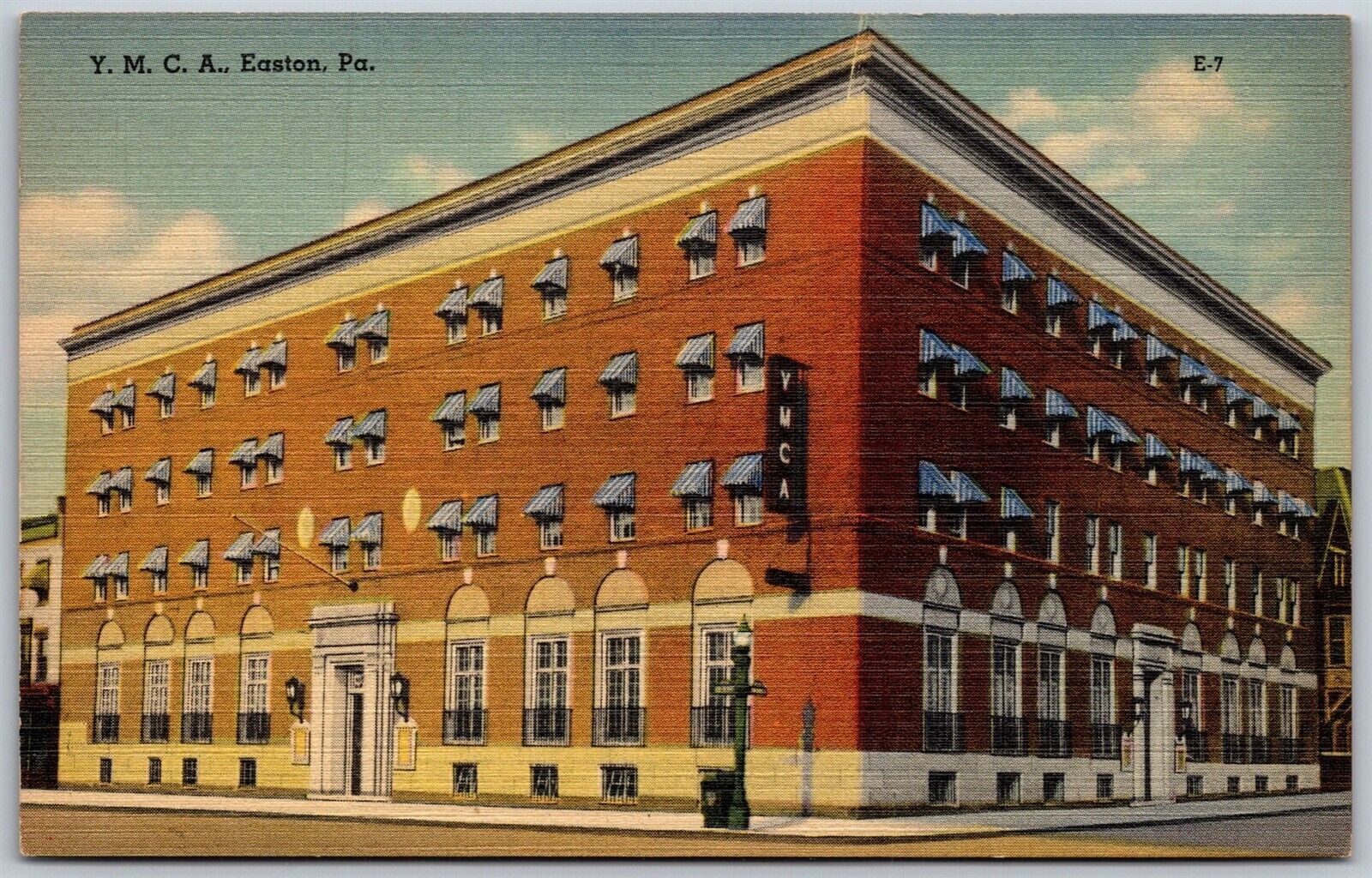 Vtg Easton Pennsylvania PA YMCA Building 1940s Linen View Postcard
