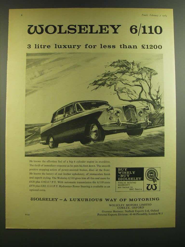 1964 Wolseley 6/110 Ad - 3 litre luxury for less than £1200