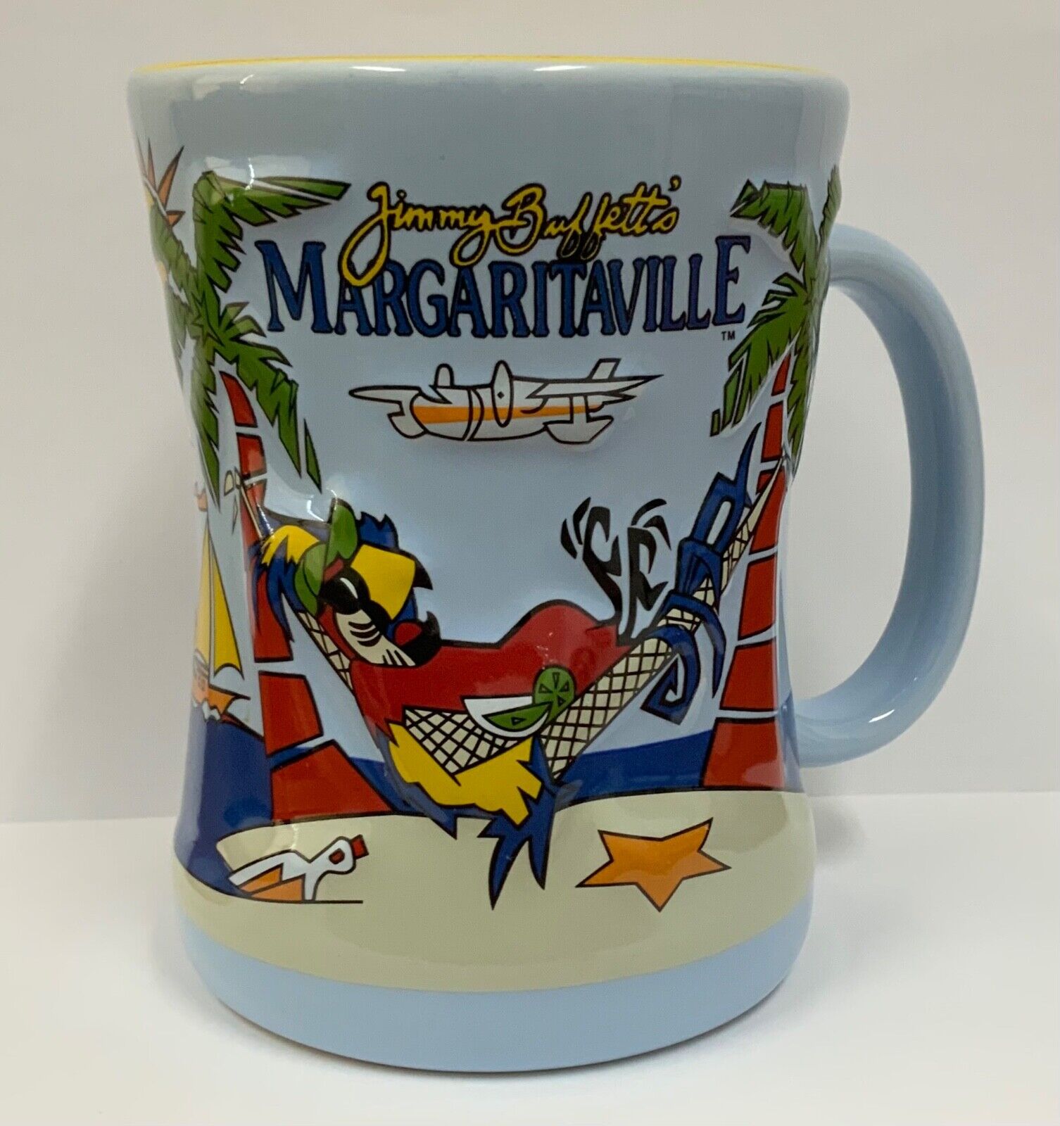 Jimmy Buffett\'s Margaritaville Sculpted Coffee Mug Island Parrot Hammock Volcano