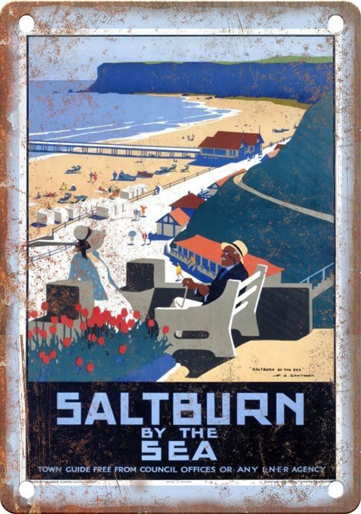 Metal Sign - Vintage Saltburn by the Sea Travel Poster - Retro Reproduction T297