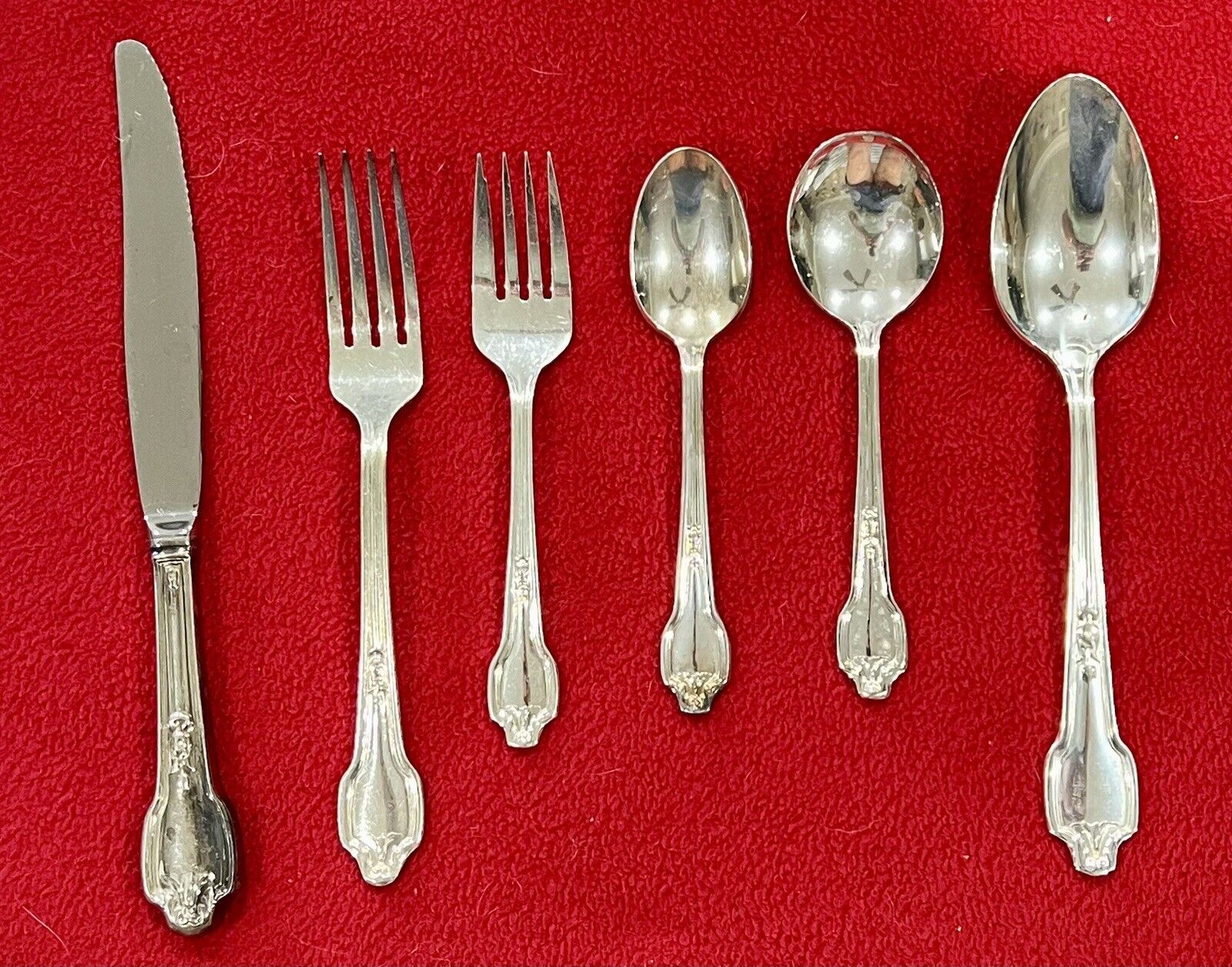 Vtg./Antique Int’l Silver Hotel FALMOUTH Flatware~6 Pc Place Setting.  1900-1940
