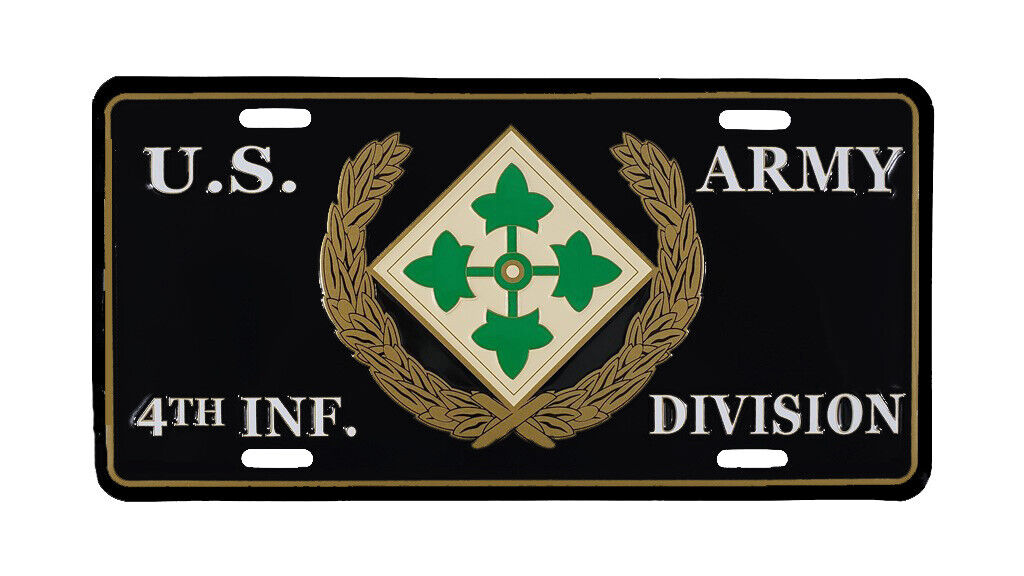 U.S. Army 4th Infantry Division Aluminum License Plate NEW LP0637