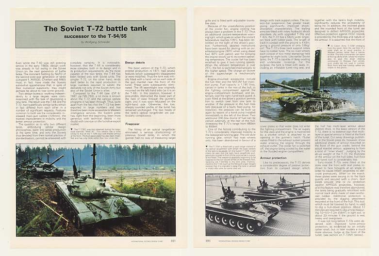 1987 Soviet T-72 Battle Tank 6-Page Photo Article