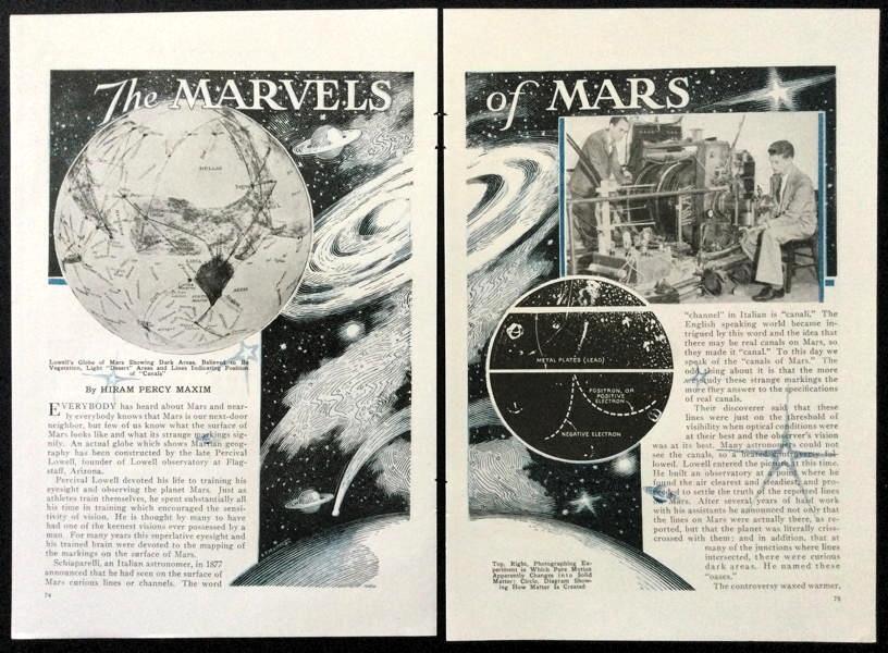 Percival Lowell 1934 pictorial “The Marvels of Mars” Mount Wilson Observatory