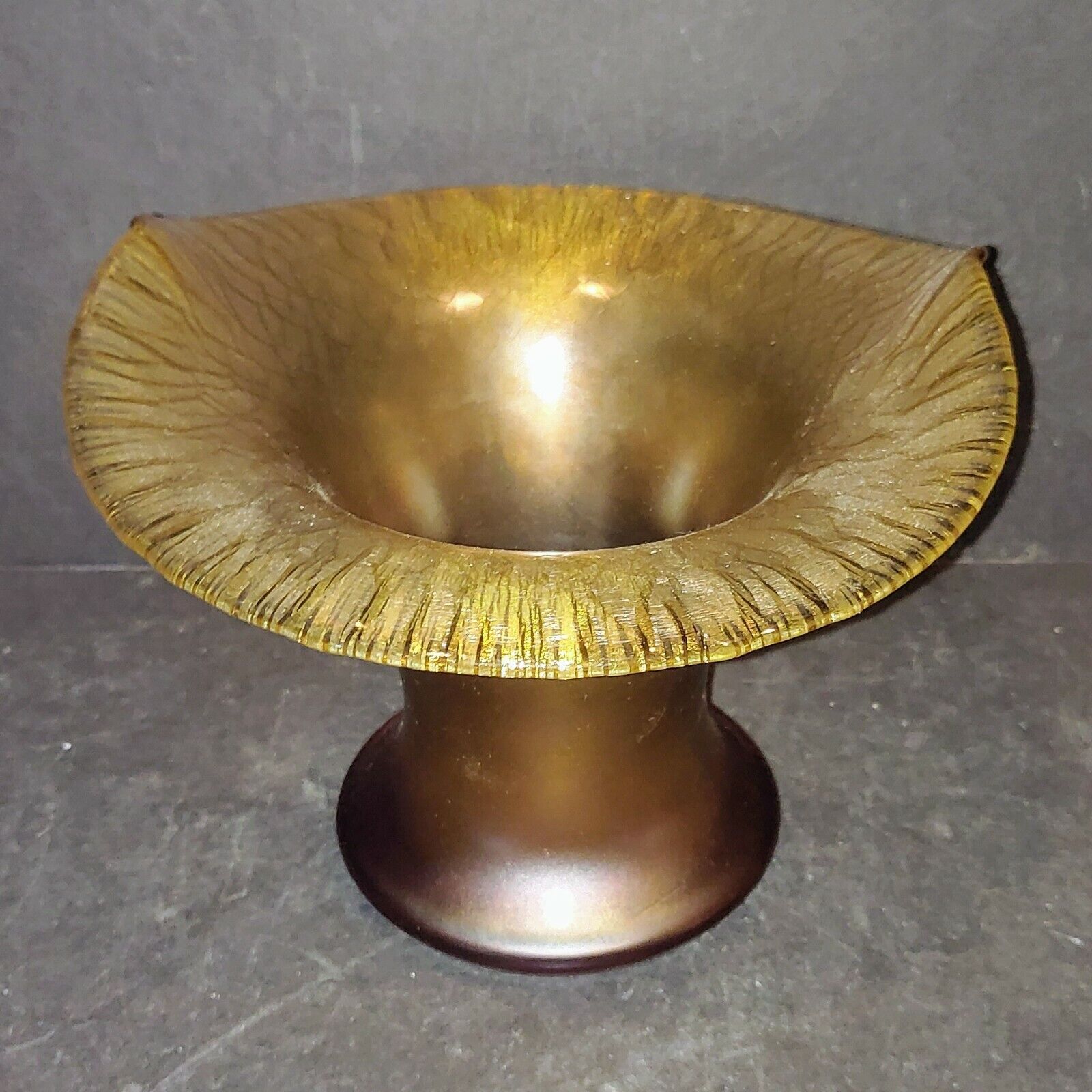 WMF Myra Loetz Poschinger Art Nouveau Gold Iridescent Art Glass Vase approx 6\