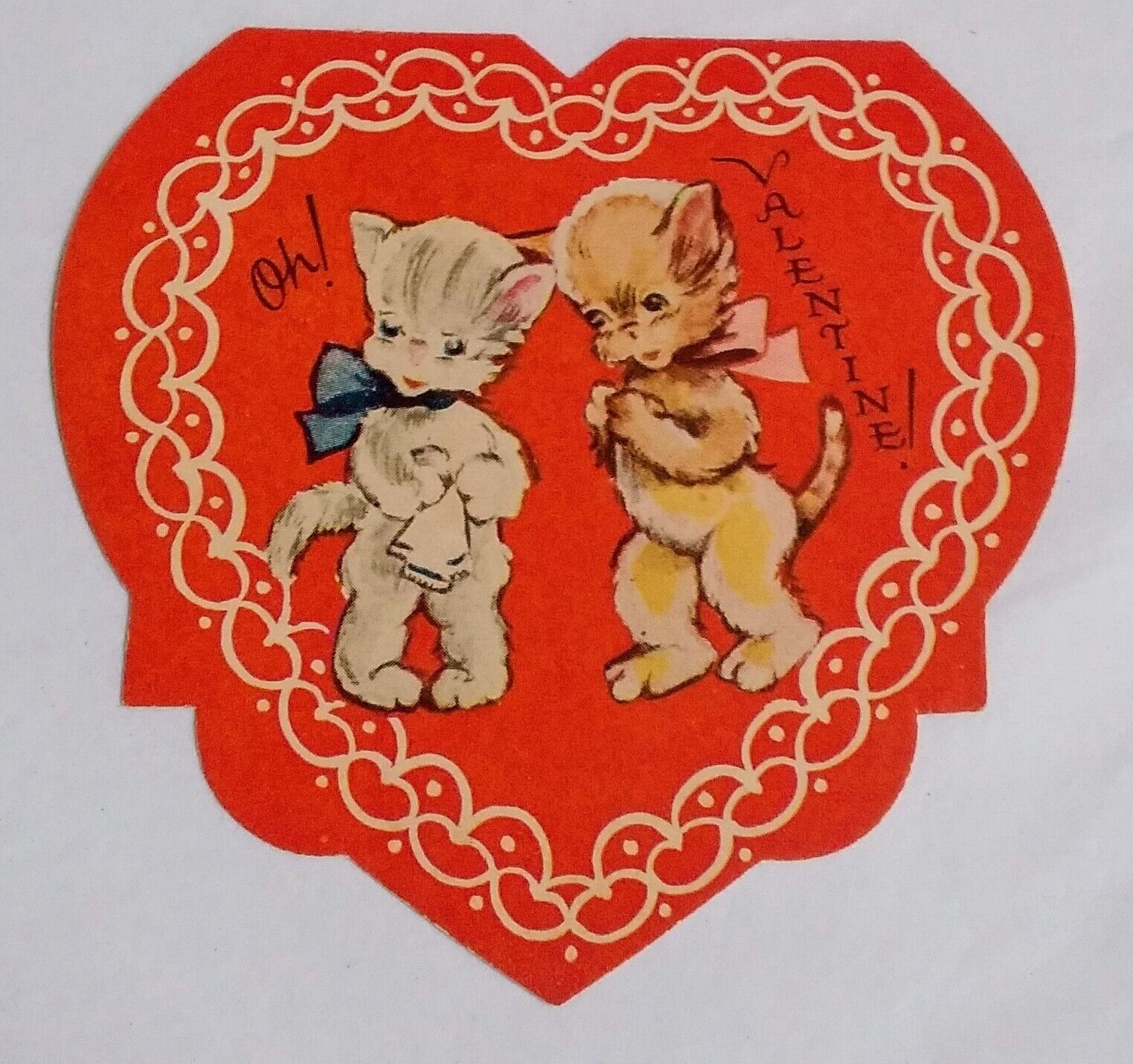 Vintage Valentine  Two Cats