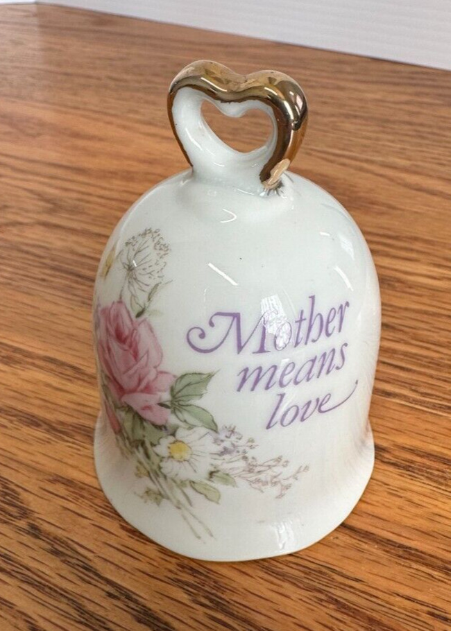 VINTAGE NAPCOWARE MOTHER MEANS LOVE W/ GOLD TRIM HEART BELL