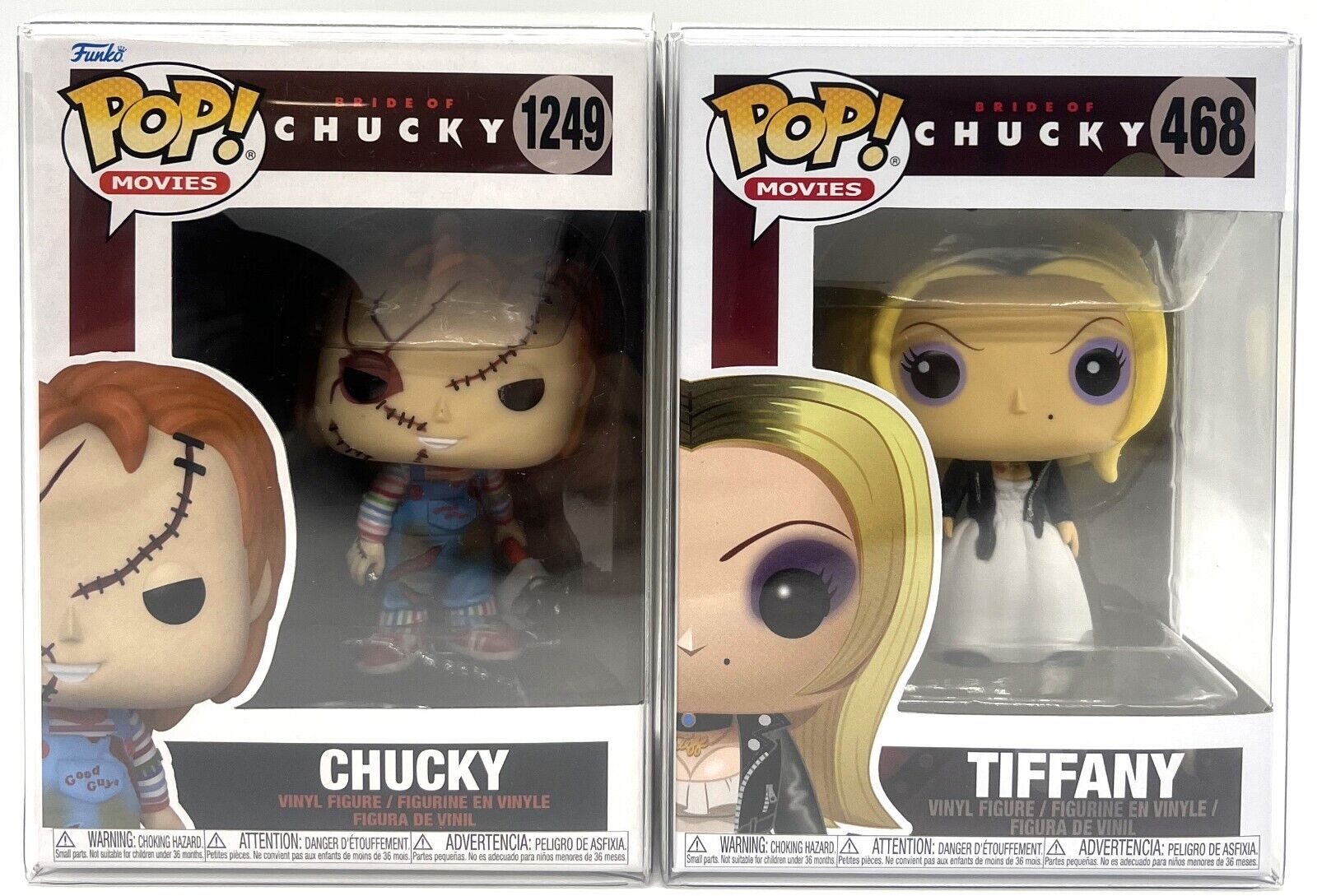 Funko Pop Bride of Chucky Tiffany #468 & Chucky #1249 Set of 2 with Protectors