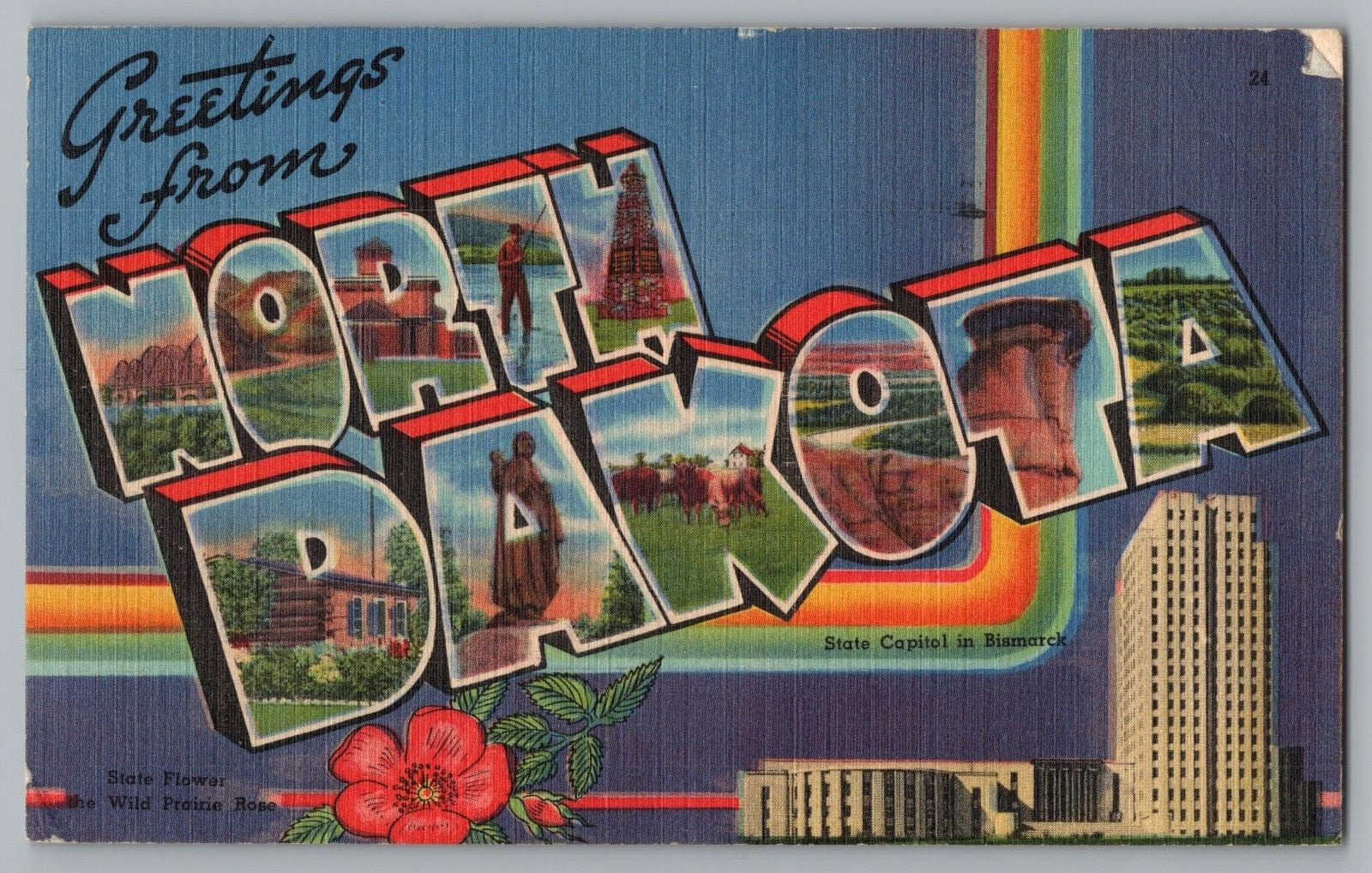 Postcard Greetings From North Dakota, Large Letter
