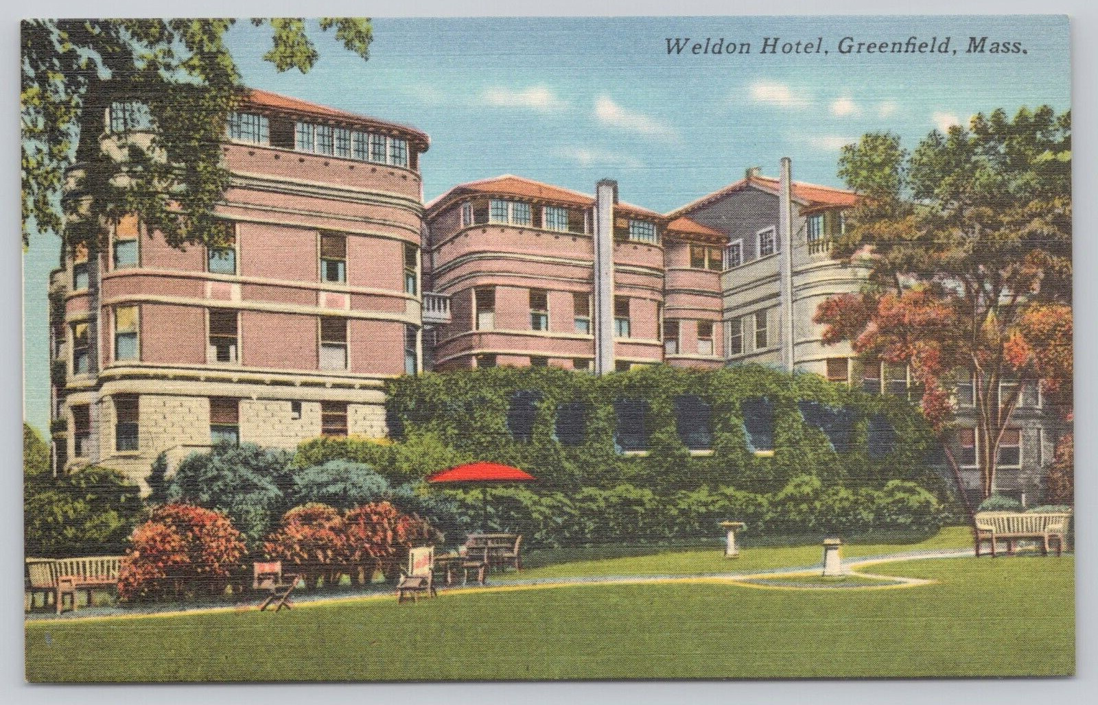 Weldon Hotel Greenfield Massachusetts Historic More Than A Hotel Linen Postcard