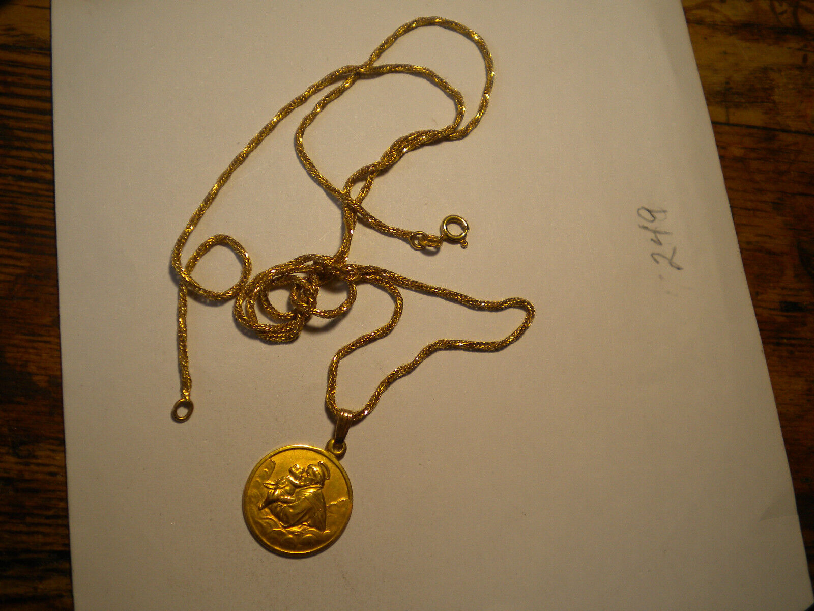 VINTAGE--18KT. GOLD RELIGIOUS MEDAL AND CHAIN