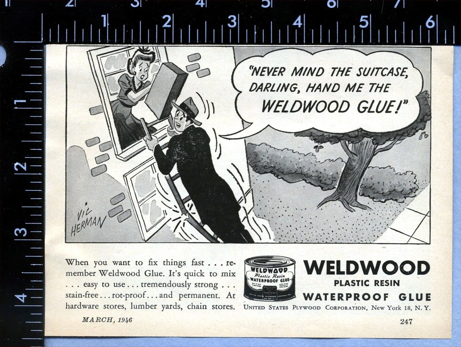 1946 Vintage Magazine Page Ad Weldwood Waterproof Glue