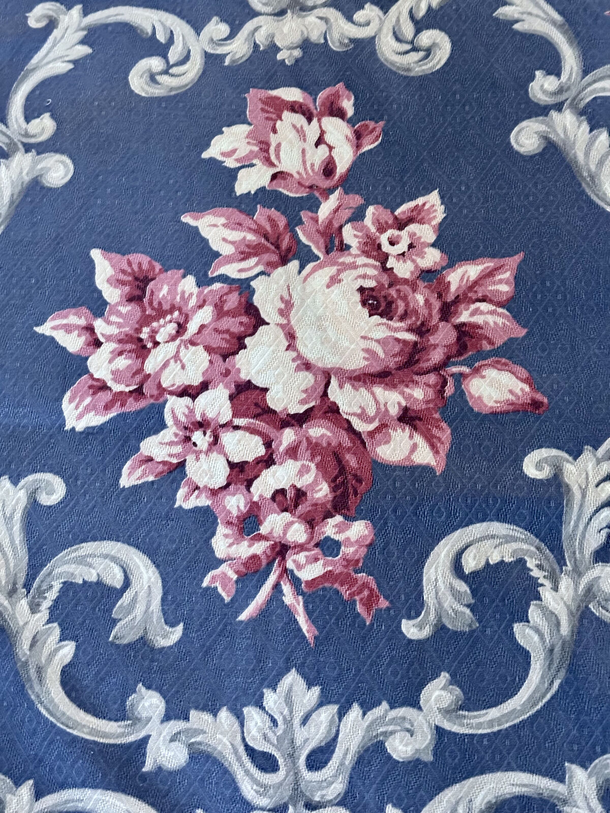 PAIR Gorgeous Lavender & Rose Victorian Barkcloth Vintage Fabric Drape Curtain