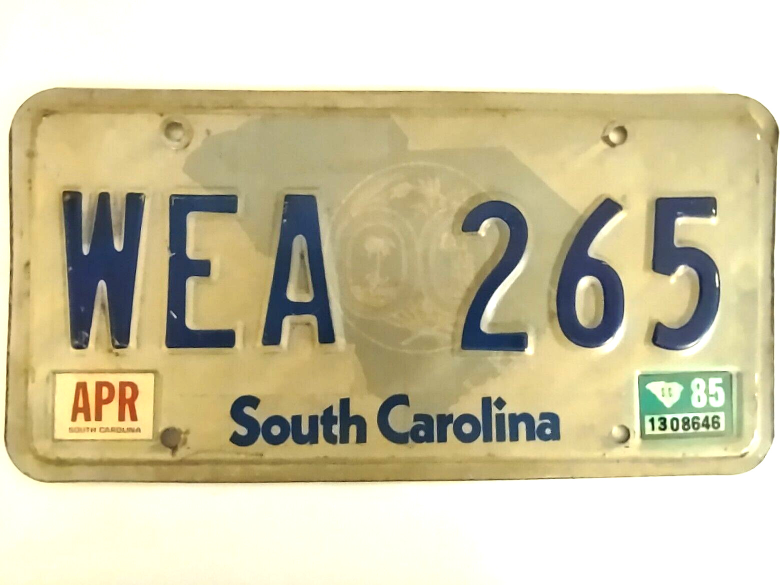 1985 South Carolina Vintage License Plate WEA 265