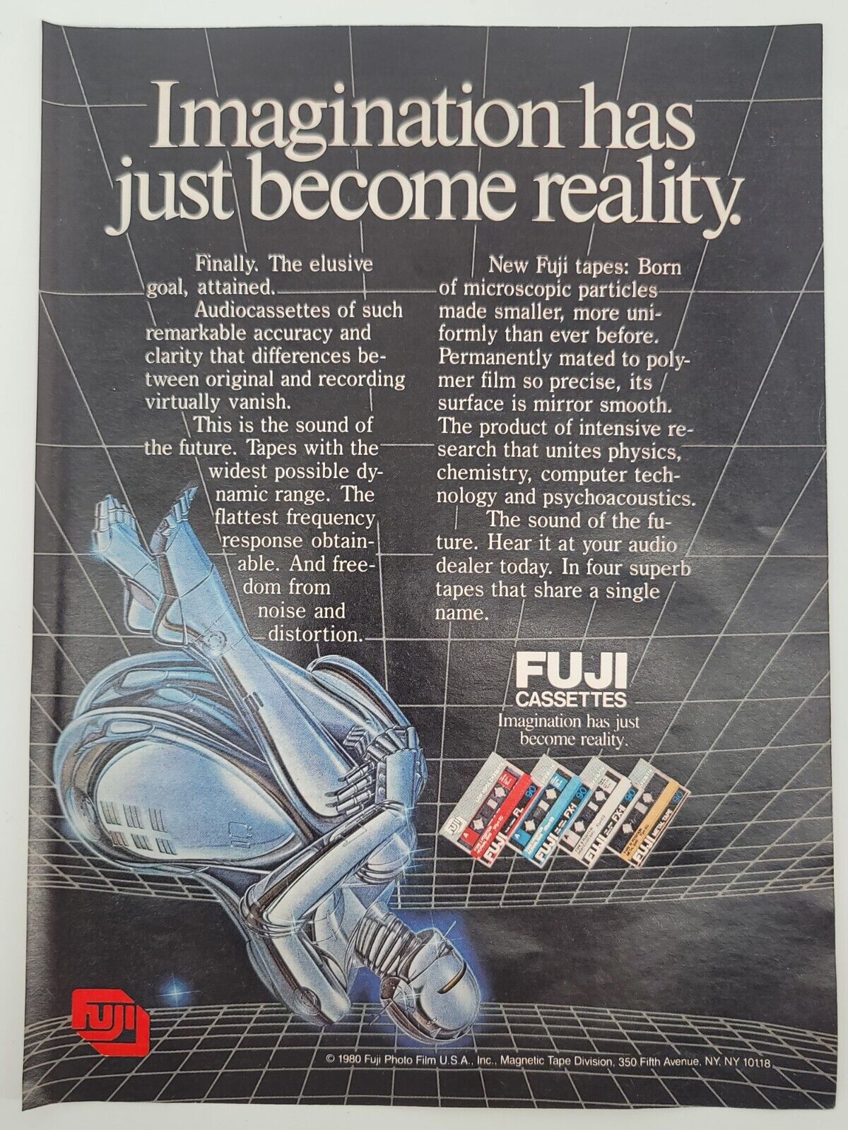 1980 Fuji Cassette Tapes - Vintage Magazine Print Ad - Imagination