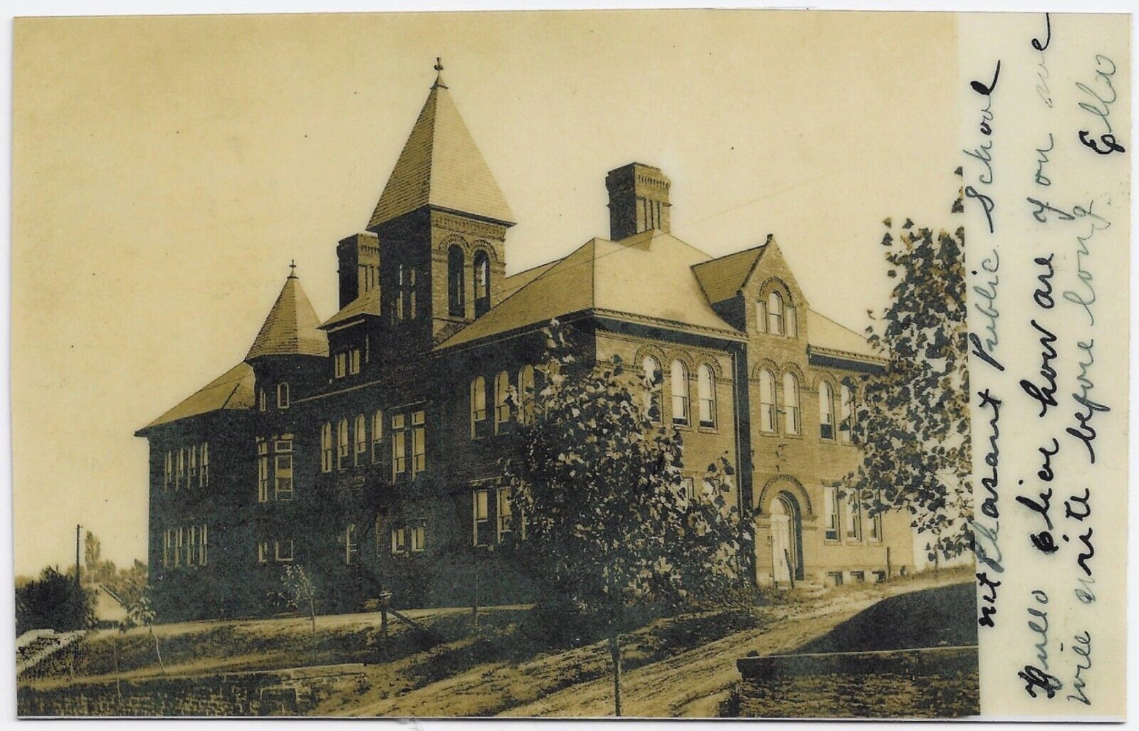 Laminated Reproduction Postcard Mount Pleasant PA Public School