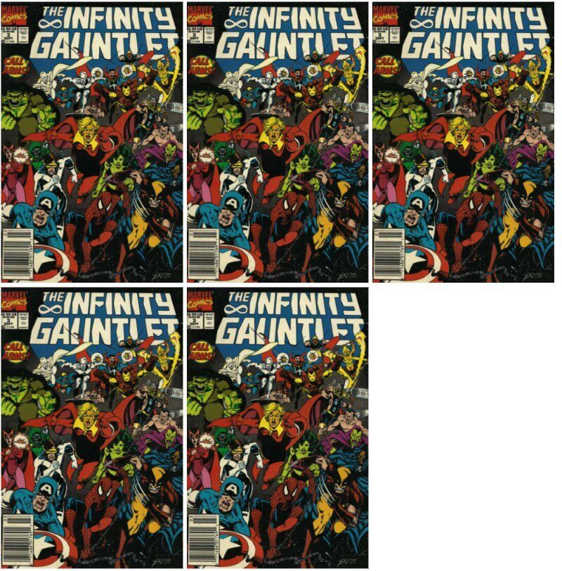 The Infinity Gauntlet #3 Newsstand Cover (1991) Marvel Comics - 5 Comics