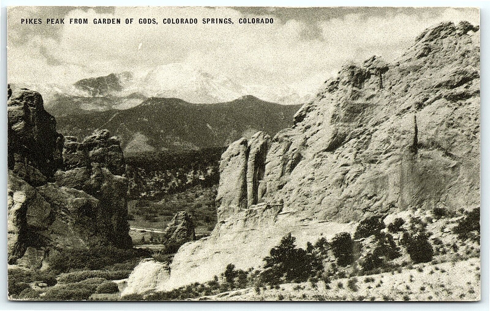 postcard Pikes Peak from Garden of Gods Colorado Springs Colorado L2108