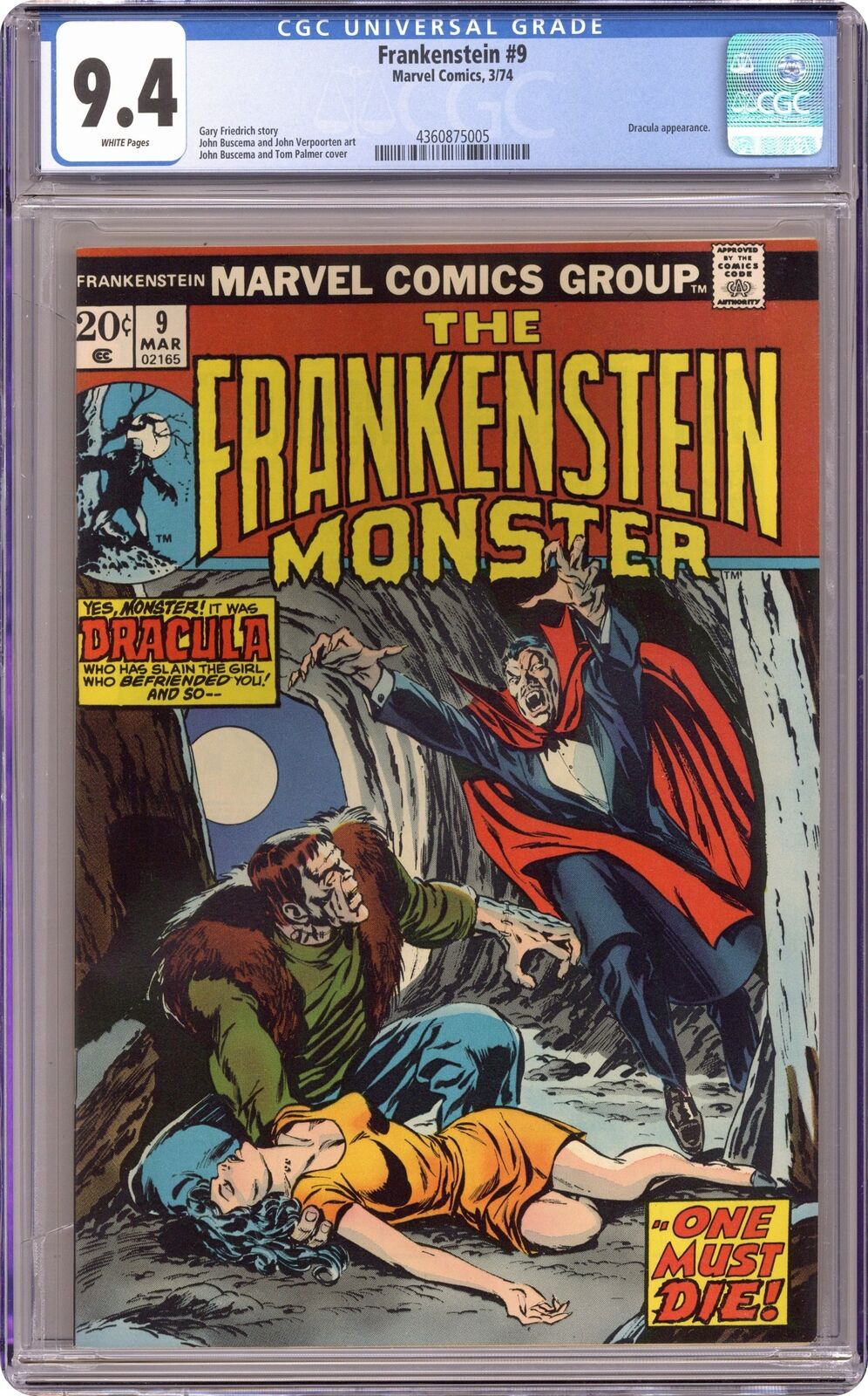Frankenstein #9 CGC 9.4 1974 4360875005